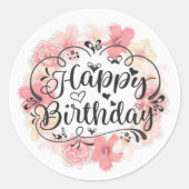 Happy Birthday Classic Round Sticker (Voorkant)
