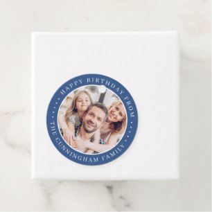 Happy Birthday Classic Simple Family Foto Bedankjes Labels