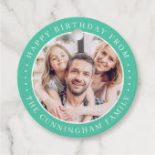 Happy Birthday Classic Simple Family Foto Bedankjes Labels (Voorkant)