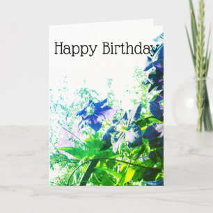 *~* Happy Birthday Clematis Blue Flower aanpassen Kaart
