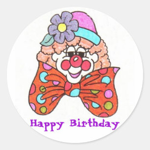 Happy Birthday Clown Ronde Sticker