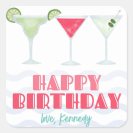 Happy Birthday Cocktail Gift Stickers