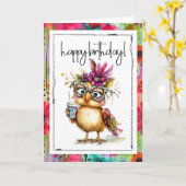 Happy Birthday Coffee Loving Chicken Card Kaart (Gele Bloem)