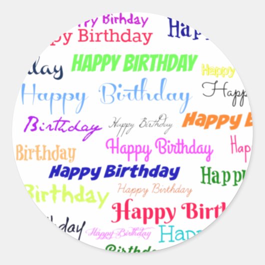 Happy Birthday Collage Ronde Sticker (Voorkant)