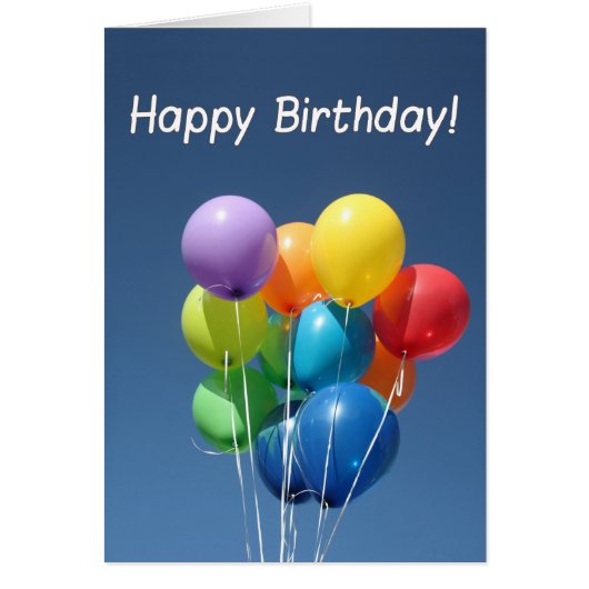 Happy Birthday Colored Balloons in een blauwe heme (Voorkant)