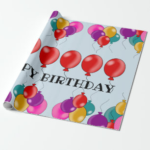 Happy Birthday Colorful Balloon Cadeaupapier