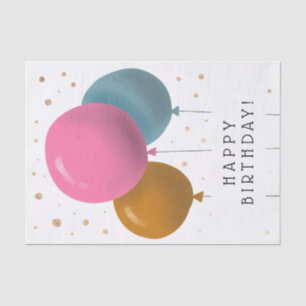 Happy Birthday Colorful Balloons Gold Confetti Tissuepapier