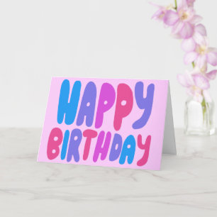 HAPPY BIRTHDAY Colorful Bubble Letters CUSTOM Bday Kaart