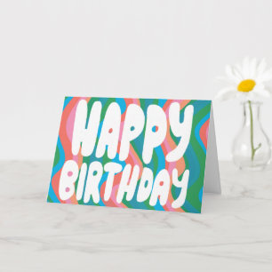 HAPPY BIRTHDAY Colorful Bubble Letters CUSTOM Bday Kaart