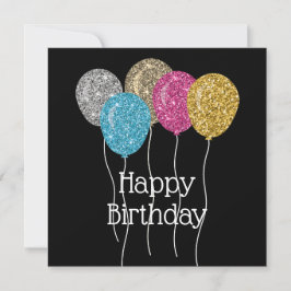 Happy Birthday Colorful Glitter Balloons