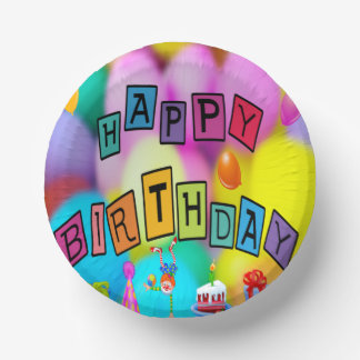 Happy Birthday Colorful Paper Bowl Papieren Kommen
