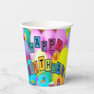 Happy Birthday Colorful Paper Party Cup Papieren Bekers