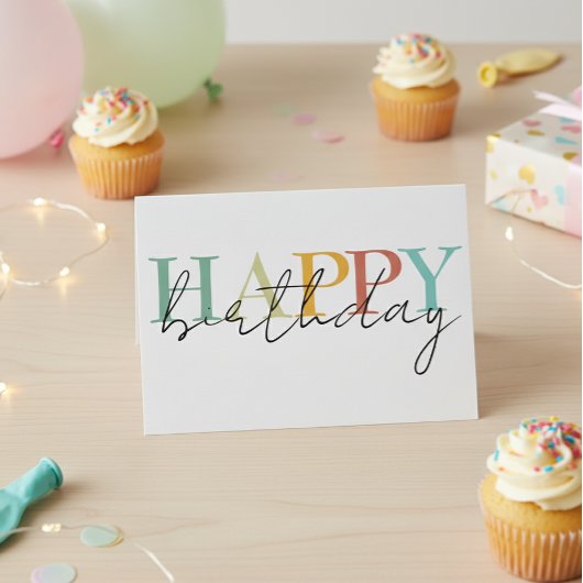 Happy Birthday Colorful Simple Kaart