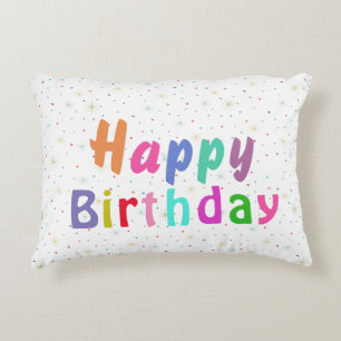 Happy Birthday Colorful Stars en Text Accent Kussen