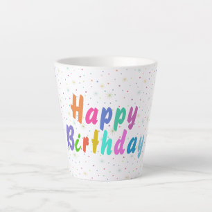 Happy Birthday Colorful Stars en Text Latte Mok