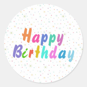 Happy Birthday Colorful Stars en Text Ronde Sticker