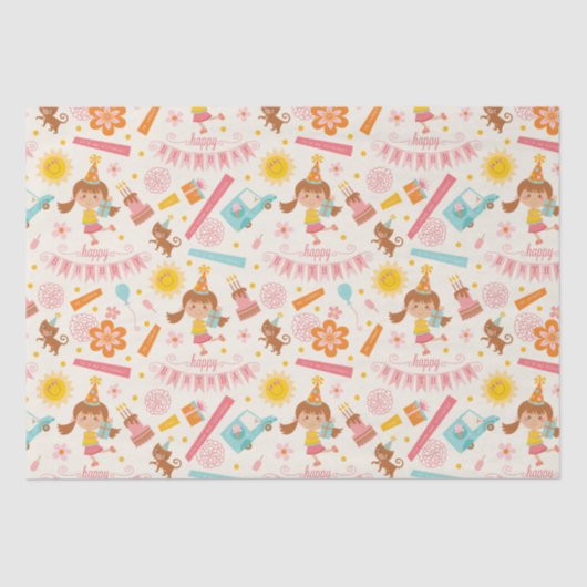 Happy Birthday Colorful Tissuepapier (Voorkant)