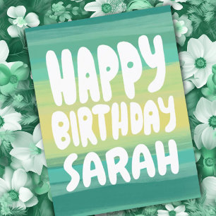 HAPPY BIRTHDAY Colorful Waterverf Stripes CUSTOM Briefkaart