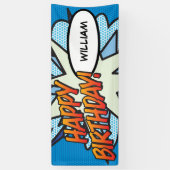 HAPPY BIRTHDAY Comic Book Pop Art Blue Spandoek (Verticaal)