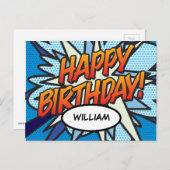 HAPPY BIRTHDAY Comic Book Pop Art Briefkaart (Voorkant / Achterkant)