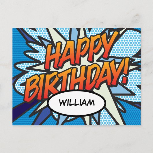 HAPPY BIRTHDAY Comic Book Pop Art Briefkaart (Voorkant)