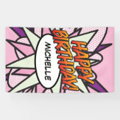 HAPPY BIRTHDAY Comic Book Pop Art Pink Spandoek (Horizontaal)