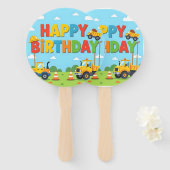 Happy birthday construction builder theme handwaaier (Voorkant en achterkant)