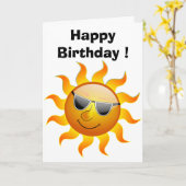 "HAPPY BIRTHDAY" COOL FACE SUNSHINE KAART (Gele Bloem)