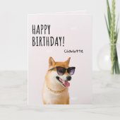 Happy Birthday Cool Shiba Inu Kaart (Voorkant)