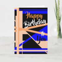 "Happy Birthday" Coral Blue Black Abstract Art Car