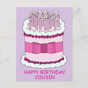 Happy Birthday Cousin Cake en kaarsen Briefkaart