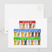 Happy Birthday Cousin Cartoon Cats Briefkaart (Voorkant / Achterkant)