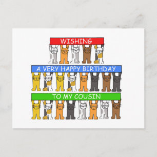 Happy Birthday Cousin Cartoon Cats Briefkaart