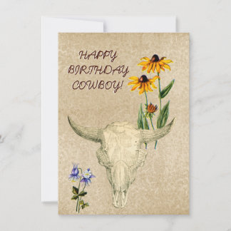 HAPPY BIRTHDAY COWBOY OUDE WEST SKULL KAART