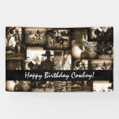 Happy Birthday Cowboy Rodeo Westerne Theme Party Spandoek (Horizontaal)