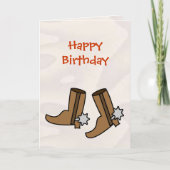 Happy Birthday Cowboylaarzen voor Country Western Kaart (Voorkant)