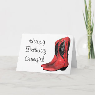 Happy Birthday Cowgirl Boots rood Wenskaart Kaart