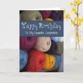 Happy Birthday Crocheter Card Yarn Maker Kaart (Gele Bloem)