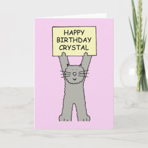 Happy Birthday Crystal Cartoon Cat Kaart