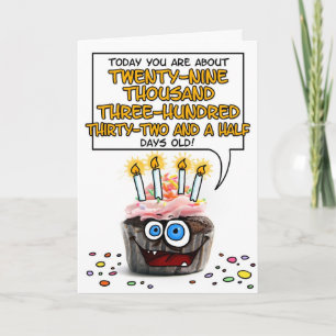 Happy Birthday Cupcake - 80 jaar oud Kaart