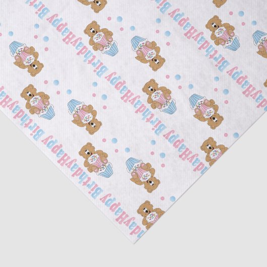 Happy Birthday Cupcake Beren Tissuepapier (Detail)