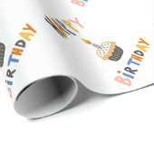 Happy Birthday cupcake Cadeaupapier (Rol Hoek)