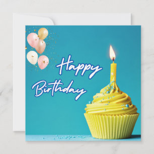 Happy Birthday Cupcake en ballonnen Wenskaart