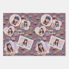  Happy Birthday Cupcake Fotocollage Inpakpapier Vel