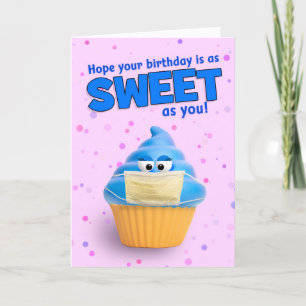 Happy Birthday Cupcake in een Coronavirus Face Mas Feestdagen Kaart