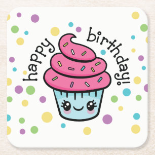 Happy Birthday Cupcake onderzetters