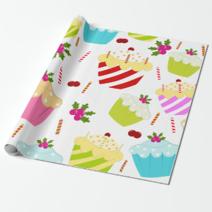 Happy Birthday Cupcake Pattern Cadeaupapier