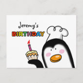 Happy Birthday cupcake pinguïn chef-kok Briefkaart (Voorkant)