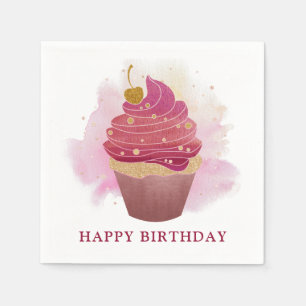Happy Birthday Cupcake Servet