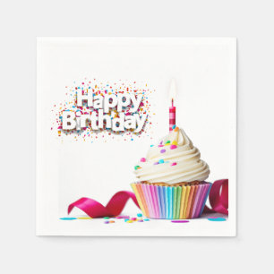 Happy Birthday Cupcake Servet